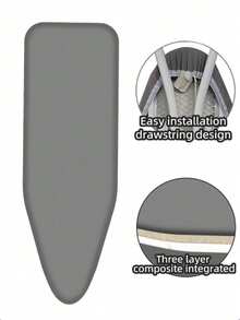 Ironing Board Replacement Cover, Heat-Resistant 3-Layer Composite Thickened Cotton Fabric, Non-Fading, Drawstring Style - (Three-layer Composite High-temperature Resistant Fabric) Gray - View 4