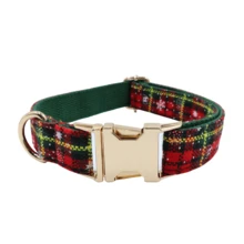 3PCS Adjustable Christmas Theme Dog Collar Leash Bowknot, With Quick Release Buckle, Soft And Durable, Holiday Red Green Snowflake Plaid Pattern Pet Collar, Multiple Sizes Available, Dog Collar, Fashion Pet Accessories, High Quality Metal Hardware, Suitable For Small, Medium And Large Dogs, Pet Collar, Zinc Alloy Design, Durable And Easy To Fasten And Release, High-End Dog Collar, Suitable For Christmas Parties And Gatherings (Due To Differences In Fabric, Batch And Color, There May Be Slight Variations, Random Shipment) - Green - View 4