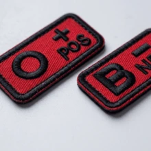 4pcs Blood Type Hook & Loop Patch Set, Red Tactical Embroidered Blood Type POS/NEG Badge, A+A-B+B-0+0-AB+AB, For Medical Records, Blood Donation, First Aid - Jacket, Backpack, Hospital Use - Blood Type Decoration, Backpack Equipment, Durable Embroidery. - Multicolor - View 4