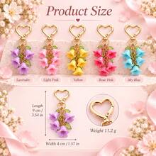 1pc Lily Of The Valley Keychain, Macaron Color Bell Flower Bag Charm, Paired With Gold Heart Buckle, Cute Floral Pendant, Suitable For Handbags, Backpacks And Keys, 5 Colors Available - Quantity - View 3