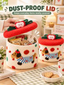 Dopamine Style Storage Basket With Lid, Suitable For Home Decor Or As Christmas And Halloween Gift Basket; Gift Packaging And Candy Storage, Living Room Multi-Functional Storage Bucket, Can Store Snacks, Toys, Remote Controls And Miscellaneous Items - Multicolor - View 3