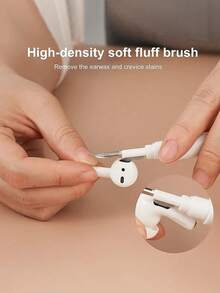2-In-1 Earphone Accessory Set, Flexible TPU Protective Case With Carabiner + Multi-Function Cleaning Brush Pen, Suitable Compatible With Airpods - Wine Red + Cleaning Pen - View 3