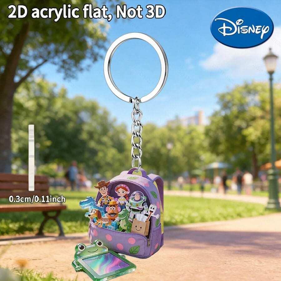 1pc Cute Cartoon Disney Toy Story Keychain, Kawaii Character Pendant Key Ring, BiU Heart Print Bag Charm, Birthday Gift For Teenagers And Women, Backpack, Handbag, Car Accessory, Cute Keychain, Women's Keychain, Men's Key Chain, Keychain Pendant, Car Accessory, Back To School, Cool Charm - Multicolor - View 1