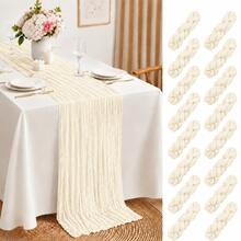 12 Pack Beige Cheesecloth Table Runner, Crinkle Gauze Table Runners With Soft Sheer Texture, Boho Rustic Table Decor For Wedding, Bridal Shower, Baby Shower, Birthday Party, Holiday Events, Farmhouse Dining And Home Decoration - Beige - View 26