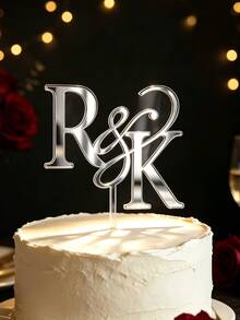 Custom Wedding Cake Topper, Personalized Mirror Acrylic Name & Initial Topper, Gold/Silver/Rose Gold Letter Cake Decoration, Suitable For Bride & Groom, Mr & Mrs Wedding Decor, Engagement, Anniversary, Bridal Shower - Cake Topper - View 3