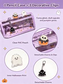 4pcs Halloween Ghost Transparent Pencil Pouch Set - Sets - View 6