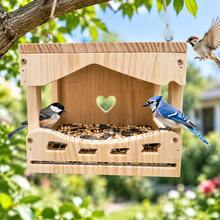 1pc Wooden Bird Hideout, Hanging Bird Resting Shelter With Metal Perch Platform, Parrot Cage Accessory, Suitable For Lovebirds, Cockatiels, Parakeets, Long-Tailed Parrots, Comfortable Resting Space With Spacious Interior And Side-Opening Door Design - View 4