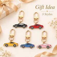 1pc Sports Car Keychain, 2D Enamel Style Car Pendant, With Gold Rotating Buckle, Mini Bag Charm, Suitable For Car Enthusiasts, Can Be Used For Keys And Backpacks, 5 Colors Available - Quantity - View 7