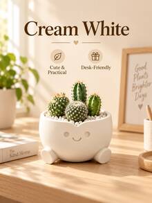 1pc Aesthetic 3D Printed Decorative Flower Pot, Unique Cute Succulent Planter, Multi-Functional Decor For Desk, Home Office, Garden And Yard - Multiple Styles - View 11