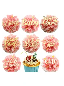6 pcs Topper Cupcake Akrilik Mini Happy Birthday untuk Dekorasi Dessert dan Perlengkapan Pesta - View 1