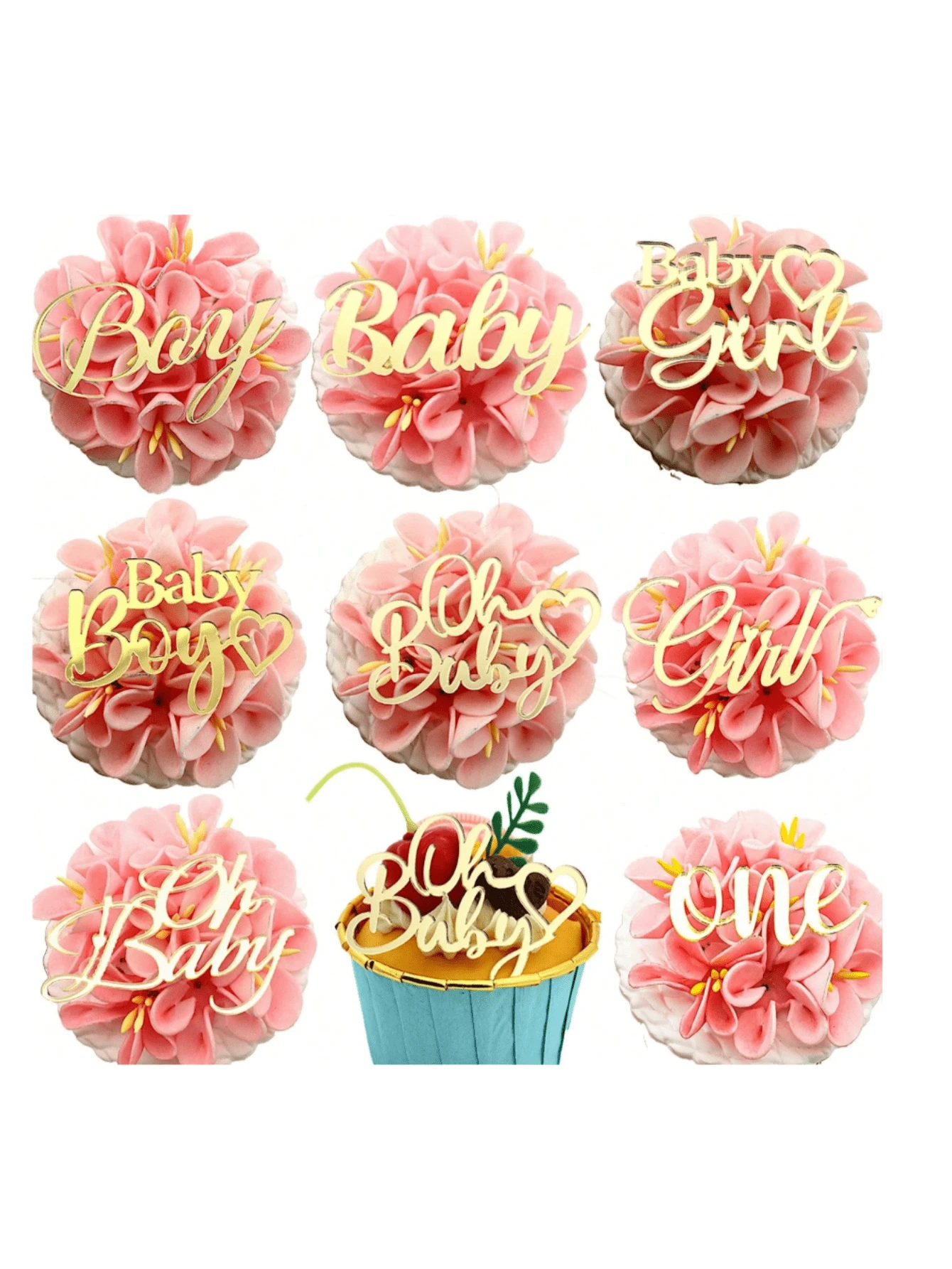 6 pcs Topper Cupcake Akrilik Mini Happy Birthday untuk Dekorasi Dessert dan Perlengkapan Pesta - View 1