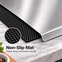 Large Stainless Steel Cutting Board With Non-Slip Mat, Easy-To-Clean Metal Cutting Board, Suitable For Meat, Vegetables, And Fruits, Kitchen Countertop Food Preparation Board - View 6