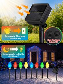 1 Drag 8pcs Halloween Solar Ground Lights, IP44 Waterproof LED String Lights, Smooth Bulbs, 8 Modes Solar Garden Decor Lights, Auto On/Off, Suitable For Lawn, Yard, Garden, Pathway, Patio, Halloween Party And Holiday Decoration - Color - View 5