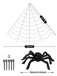 7pcs/Set Halloween Spider Web Decorations, Holiday Decorative Net Ground Stakes, Indoor/Outdoor Halloween Decor For Porch, Yard, Lawn, Home, Costume Party, Haunted House, Triangular Net Ground Stakes - Multicolor - View 8