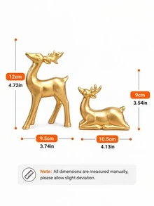 2pcs Gold Reindeer Figurines Set, Standing And Reclining Deer Statues, Christmas Tabletop Decor, Modern Nordic Home Decorations For Living Room, Mantel, Bookshelf, Dining Table, Holiday Centerpiece And Housewarming Gift - Christmas Reindeer Decoration - View 8