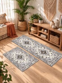 1/2pcs Diatomaceous Earth Bath Mat, Bohemian Floral Pattern Style, Super Absorbent, Non-Slip, Perfect For Bathroom, Kitchen And Dining Room, Quick Drying, Ideal Gift For Home Decor And Bathroom Mat - Multicolor - View 3