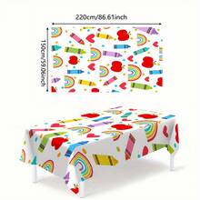 Mantel de poliéster con diseño de autobús escolar colorido y arcoíris - Diseño rectangular tejido grueso, adecuado para el hogar, restaurante, cafetería, comidas al aire fiestas, mantel de fiesta | Diseño divertido | Mantel duradero - Multicolor - Ver 4