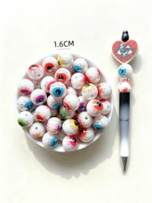 5/10 Random Acrylic Colored Eyeball Alloy Skull Set, Suitable For Home Decor Making, Necklace Bracelet Earring DIY Accessories, Bag Pendant, Micro Landscape Creative Decoration, Party Small Gift Handmade - Multicolor - View 2