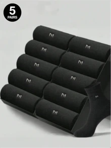 1/5/10/20/30 Pairs Men's Business Casual Socks, Antibacterial, Breathable, Moisture-Wicking, Odor-Resistant, Mid-Calf, Letter Pattern - Machine Washable, Autumn Style - Black - View 10