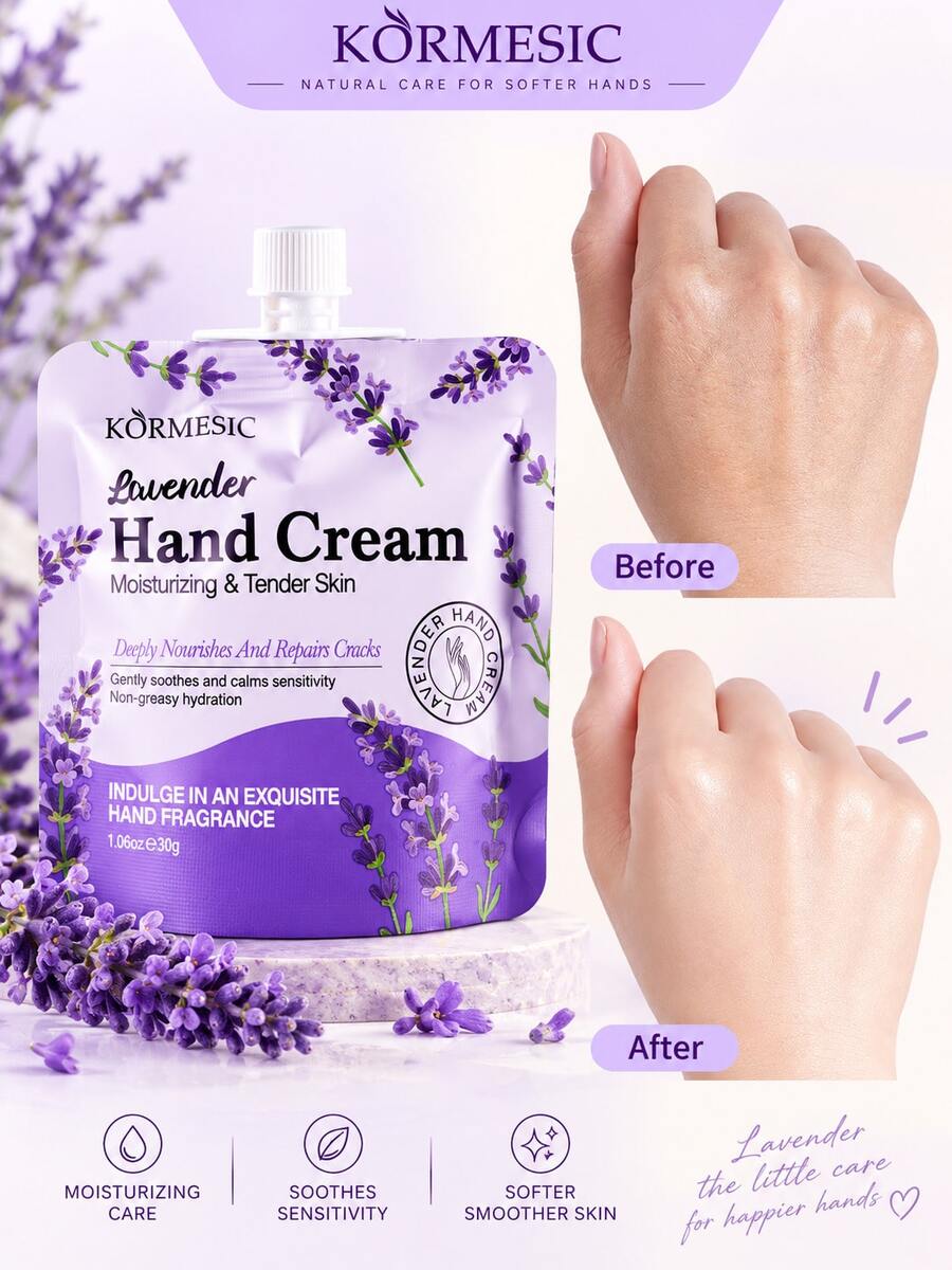 KORMESIC Moisturizing Repairing Soothing Dry Cracked Skin Lavender Essence Hand Cream Fresh Natural Skincare Style Suitable For Daily Hand Care - Lavender - View 1