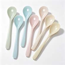 Set Of 6 Multi‑Coloured Melamine Soup Spoons, Long Handle 16 X 3.4 Cm, Table Spoons For Noodles, Soup And Daily Household Dining - Multicolor - View 7
