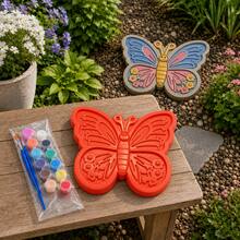 1pc DIY Sunflower & Butterfly Cement Stepping Stone Mold, Includes 12-Color Paint Set, Reusable Garden Path Stone Making & Lawn Art Decor Tool - A - View 11