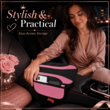 Car Center Armrest Box Pad With Storage Pocket, Black & Pink PU Leather Armrest Box Cover, Soft Elbow Support Pad, Universal Car Armrest Box Protector, Car Interior Accessory - Luxury Armrest Pad - View 7