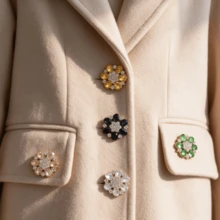 4PCS Crystal Rhinestone Hand-Sewn Buttons Flower Shape Decorative Buckles For Women Coats Dresses Jackets Formal Wear Clothing Repair - Multicolor - View 7