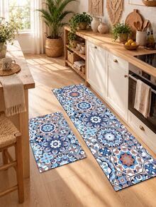 1/2pcs Diatomaceous Earth Bath Mat, Vintage Bohemian Floral Pattern Style, Super Absorbent, Non-Slip, Perfect For Bathroom, Kitchen And Dining Room, Quick Drying, Ideal Gift For Home Decor And Bathroom Mat - Multicolor - View 2