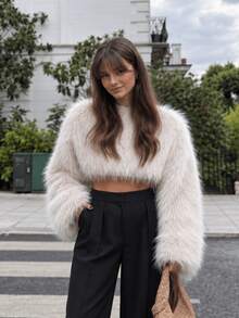 GDDYIN Women's Winter New Arrival Solid Color Soft And Plush Slimming Artificial Fur Coat - White - View 2