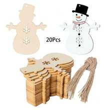Unpainted Wooden Snowman Shaped Wood Slice, Wooden Snowman Wearing Top Hat Craft Piece, DIY Painting & Coloring, For Home Decor, Christmas Decoration, With Hole For Hanging - A - View 8