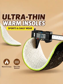 QKC 1 Pair Fleece Lined Winter Insoles, Soft Plush S Insoles, Multi-Layer Design Anti-Slip Bottom, Unisex Warm And Comfortable Shoe Pads - Beige - View 3