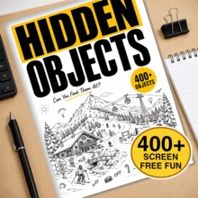 Winter Snow Field Treasure Hunt: Snowy Skiing Themed Hidden Object Painting, 400+ Hidden Items, Screen-Free Stress Relief Puzzle Book - HCYPSZ205-1 - View 5