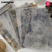 Ruonaorou 12pcs/Set Vintage Nautical Compass Map Translucent Vellum Paper Junk Journal Semi-Transparent Premium Distressed Ocean Navigation Material Vellum Paper Scrapbook Decoration DIY Junk Journal Diary Notebook Material Paper Envelope Greeting Card Vellum Paper Decoration (2D Flat A5) - A - View 3
