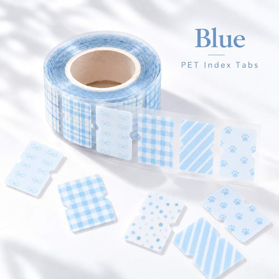 Nhãn chỉ mục PET mờ màu cầu vồng 400 cái/cuộn, miếng đánh dấu trang dán có thể tháo rời cho học sinh, sách, sổ kế hoạch, nhãn phân loại - Màu xanh nhạt - Xem 1
