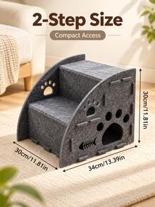 Pet Stairs & Cat Bed Combo, Multifunctional Felt Pet Stairs Ramp, Cat & Small Dog Bedside Sofa Step Ladder, 2/3/4 Steps Optional Pet Climbing Stairs - Multicolor - View 5