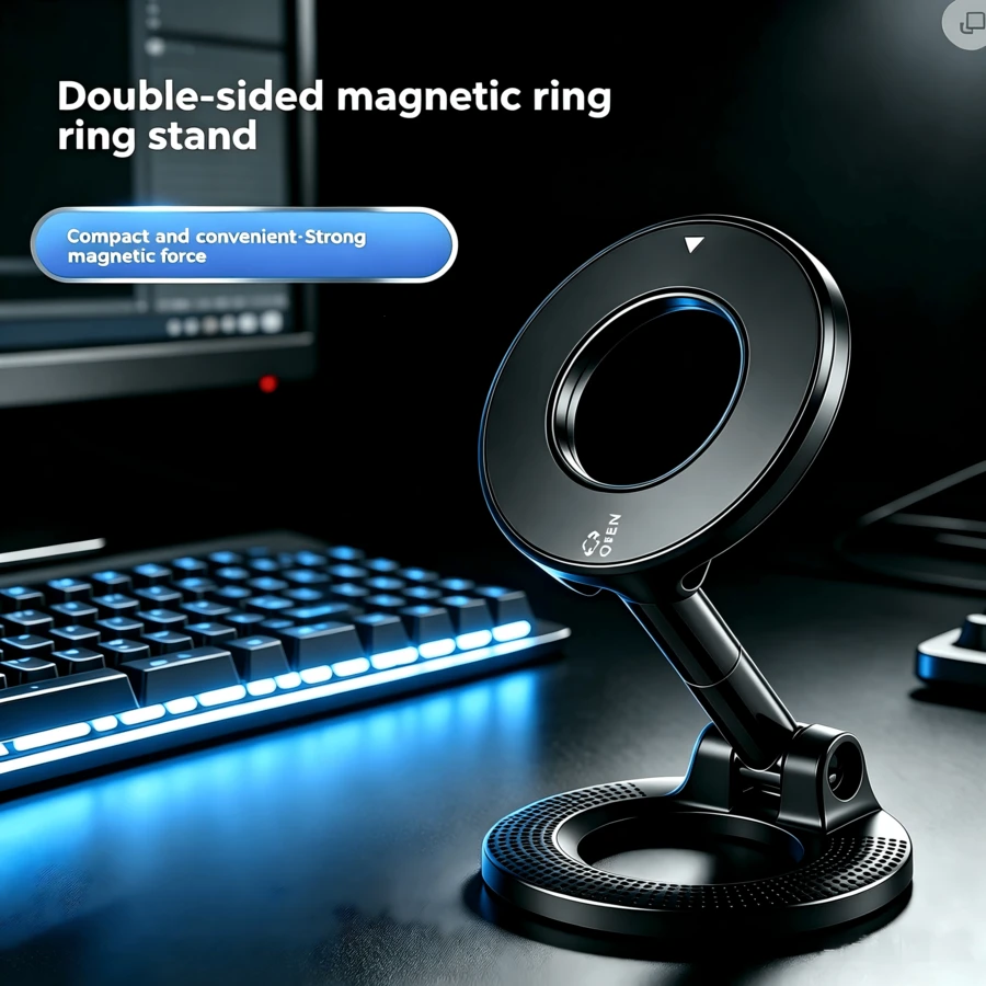 Magnetic Phone Holder Compatible With All Phones, Double-Sided Magnetic, Foldable And Rotatable Angle, Portable, Requires Attaching The Included Magnetic Ring To The Back Of The Phone, Magnetic Base Can Directly Adhere To Iron Material Equipment, 360-Degree Rotation, Essential For Gym, Stable Magnetic Holder For Car Navigation, Suitable For Kitchen, Living Room, Outdoor, Bathroom