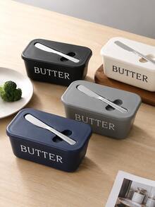 1pc Butter Dish With Lid And Butter Knife, Butter Storage Box With Built-In Spreading Slot, Fits East And West Coast Butter Sticks, Refrigerator Countertop Butter Box, Suitable For Kitchen, Dining Table, Breakfast, College Dorm Essentials - Multiple Styles and Colors - View 2