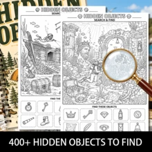 Wilderness Camping Treasure Hunt: 400+ Hidden Object Search & Color, Screen-Free Visual Puzzle Adult Stress Relief Gift, Halloween & Christmas Gift - HCYPSZ205-3 - View 3