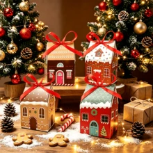 24pcs Christmas Gift Boxes House Shape Treat Box With Number Stickers Ribbon Present Packaging Boxes Holiday Party Supplies - Gift Box - View 1