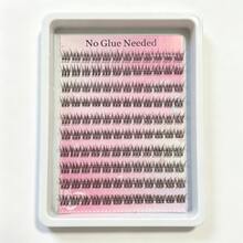 120pcs Self-Adhesive False Eyelashes, Transparent Stem, Natural Look, Fish Scale Segmented False Eyelashes, C Curl Single Cluster, Dense, Suitable For Beginners, Cluster False Eyelashes, Single Cluster False Eyelashes - C - View 9