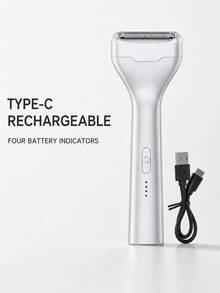 Rechargeable Reciprocating Foil Shaver For Men, Compact Electric Body Hair Groomer For Chest, Arms And Legs, Removable Foil Head, 300mAh Battery, Type-C Charging, 4 Battery Indicators, Silver/Gray - Multicolor - View 7