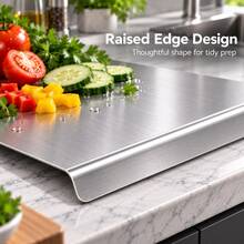 Large Stainless Steel Cutting Board With Non-Slip Mat, Easy-To-Clean Metal Cutting Board, Suitable For Meat, Vegetables, And Fruits, Kitchen Countertop Food Preparation Board - View 7