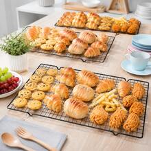1pc Non-Stick Black Baking Cooling Rack, Iron Cake Bread Cooling Grid, Kitchen Baking Tool Accessory - View 1