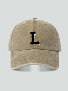 1pc Unisex Vintage Washed Baseball Cap A-Z Letter Print Pattern, Multiple Vintage Colors Available, Soft Texture Adjustable Dad Hat - Khaki - View 30