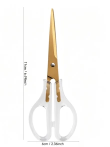 Transparent Handle Gold Blade Scissors, Sharp Stainless Steel Office Craft Scissors, For Paper Cutting, Stationery Supplies - Single Piece - View 6