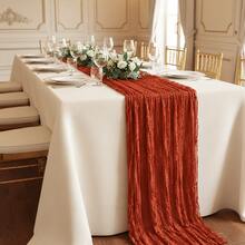 5 Packs Terracotta Cheesecloth Table Runner,Soft Airy Flowy Draped Fabric Table Decor, Lightweight Breathable Boho Table Decorations For Wedding Banquet, Bridal Shower, Baby Shower, Engagement Party, Wedding, Holiday Dinner, Farmhouse Celebration - Rust Red - View 7