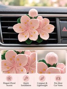 Peony Diffuser Stone Car Air Freshener, Solid Air Vent Clip Ornament, Premium Car Interior Decor Odor Eliminator - Air Vent Decoration - View 7