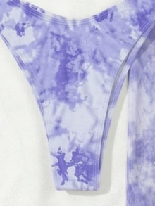 HOTTIE HABIT Women's Blue Tie Dye Triangle 3 Pieces Bikini Set, High Cut Ruched Cover Up Skirt, Summer Beach Pool Vacation - Mauve Purple - View 3