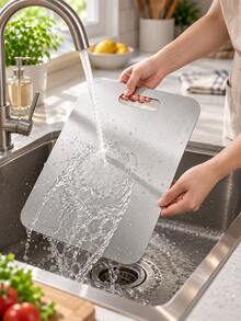 Heavy Duty Folded Edge Cutting Board - 1mm Thick Large Kitchen Cutting Board, Commercial Grade, Suitable For Meat, Vegetables, Bread - Easy To Store, Dishwasher - Suitable For Home And Professional Kitchen Use - Stainless Steel Texture Material - Multicolor - View 12